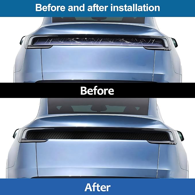 PPF Film for Tesla Model Y Juniperlliftgate Applique Wrap Sticker Exterior for Model Y Juniper Accessories Precut Protective Film Daytime Running Lights Trim Film (Carbon Fiber)