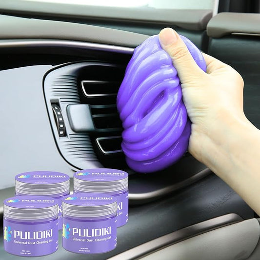PULIDIKI Car Cleaning Gel for Car Cleaning Putty Car Putty Auto Detailing Tools Car Slime Cleaner Dust Cleaning Gel for Car Interior Cleaner Car Accessories Keyboard Cleaner Purple (4Pack)