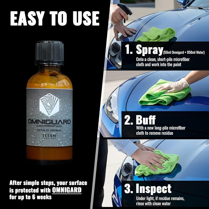 OMNIGUARD™ Concentrate with HYPERBEAD™ 34oz | 1L Quick Spray & Wipe Waterless Car Detailer - Cleans, Shines & Protects Paint, Glass, Wheels & Trim - No Pre Wash Needed - Long Lasting UV Shield
