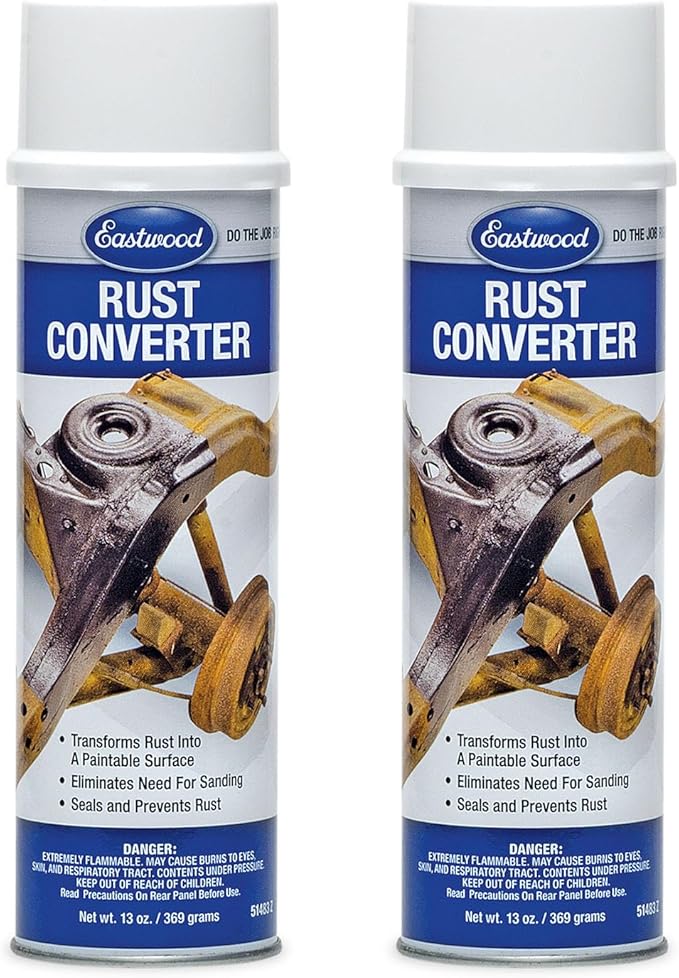 Eastwood Polymeric Rust Converter | Convert Metal Rust into a Protected Primed Surface | Rust Remover Sealant & Protection Primer | Ready to Paint Automotive Undercoating | Black 13oz Aerosol | 2 Pack