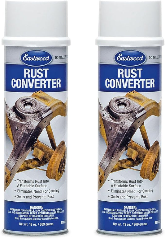 Eastwood Polymeric Rust Converter | Convert Metal Rust into a Protected Primed Surface | Rust Remover Sealant & Protection Primer | Ready to Paint Automotive Undercoating | Black 13oz Aerosol | 2 Pack