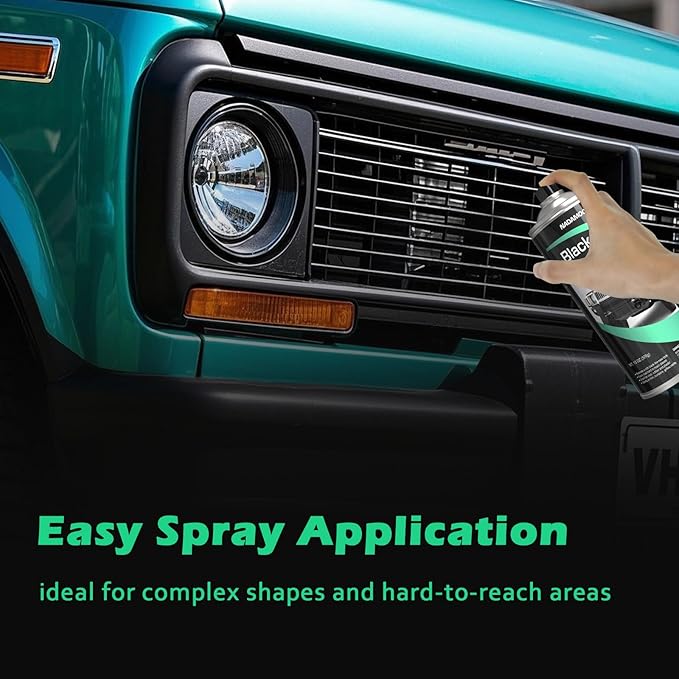NADAMOO Automotive Black Trim Spray Paint, 4 Cans, Instantly Revives Color for Car Plastic Vinyl Rubber, Vehicle Exterior and Interior Plastic and Trim Restorer Aerosol Paint Can, Satin Finish