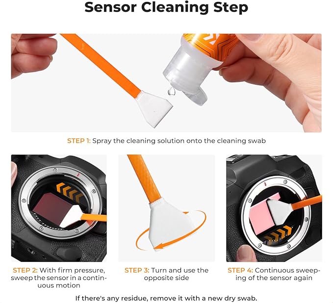 K&F CONCEPT 25-1 Professional Camera Cleaning Kit for DSLR Cameras with APS-C Sensor Cleaning Swabs/60ML&20ML Lens Cleaner/Cleaning Wipes/Camera Blower/Lens Pen Brush/Microfiber Cloths/Carrying Case