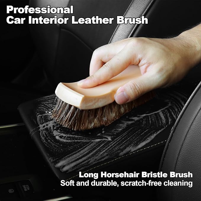 10PCS Car Cleaning Kit, Car Detailing Kit Interior Cleaner, Long Bristle Horse Hair Leather Cleaning Brush, Car Detailing Brushes, Microfiber Cloth & Applicator, Car Cleaning Supplies for Interior