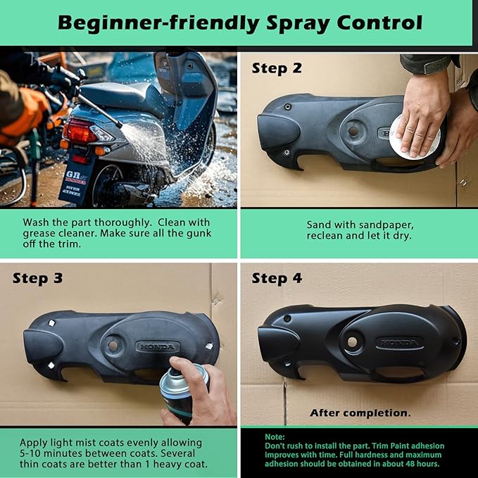 NADAMOO Automotive Black Trim Spray Paint, 2 Cans, Instantly Revives Color for Car Plastic Vinyl Rubber, Vehicle Exterior and Interior Plastic and Trim Restorer Aerosol Paint Can, Satin Finish