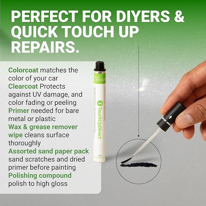 TouchUpDirect Car Paint Touch Up Brush Kit – Toyota 040 Super White Exact Match Auto Paint Kit with Primer, Car Color and Clearcoat, for Repainting and Scratch Repair, Platinum Kit