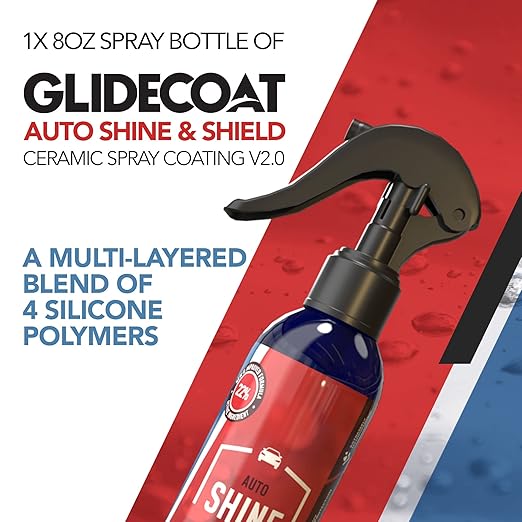 Glidecoat Auto Shine & Shield V2.0 (8oz) - Silica-Based Ceramic Coating | Better Than Car Wax Polish | Car Spray Wax for Car Detailing | Exterior Care Products for Cars, RVs, Motorcycles & More| 8oz