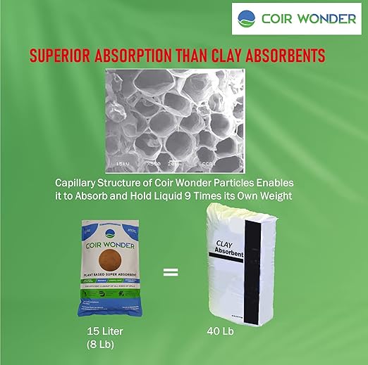 3-in-1 Oil Absorbent, Paint Hardener & Sweeping Compound – 15L (5.3 Lb) – Absorbs 10 Quarts Oil, Solidifies 33 Cups Cooking Oil – Eco-Friendly Spill Cleanup Granules for Shop, Garage, Home