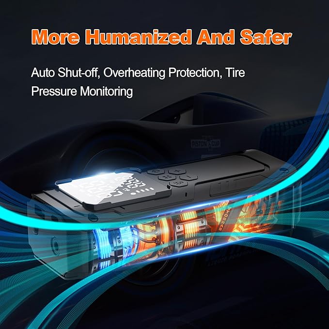 Tire Inflator Portable Air Compressor, Automobile Air Pump-150PSI Tire Pump& 12V Portable Air Pump with LED Light, Digital Tire Pressure Gauge for Car,Motorcycle,Bike,Ball,Car Accessories