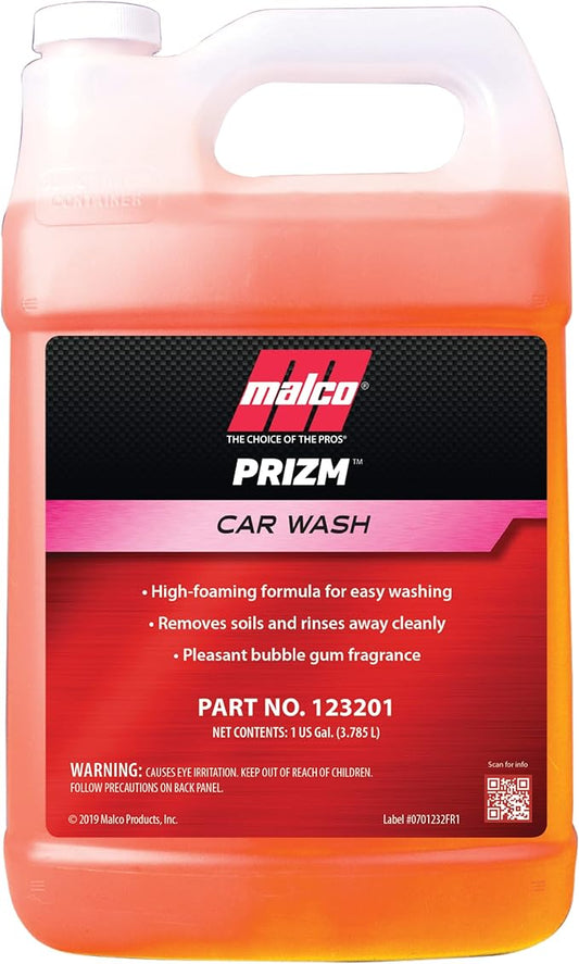 Malco Prizm Car Wash – Hard-Working, High-Foaming Automotive Cleaner/Formulated to Remove Soils and Rinse Away Cleanly/Excellent Cleaning Performance and Value / 1 Gallon (123201)