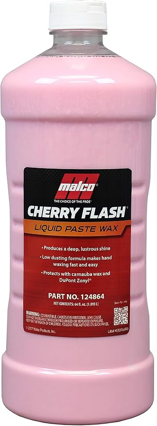 Malco Cherry Flash Automotive Liquid Paste Wax – Protect & Shine Your Vehicle/Easiest Way to Hand Wax Your Car/Lasting Gloss & Protection For Cars, Trucks, Boats, and Motorcycles / 64 Oz. (124864)