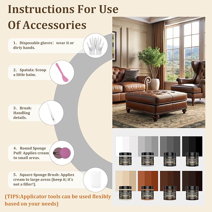 2025 New Advanced Leather Recoloring Balm,Dark Brown Leather Repair Kit for Furniture,Leather Dye Filler,Leather Color Restorer for Couches,Leather Scratch Remover for Car Interior