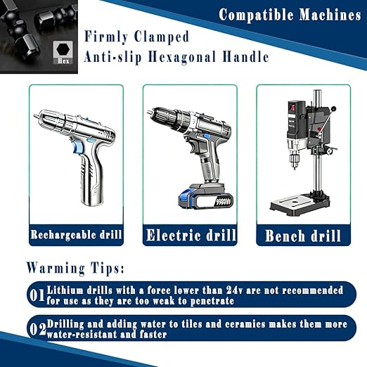 10pc 3/16” Black Ceramic Drill Bit Eccentric Drill Bit Set, 5mm Masonry Drill Bit Sets Concrete Drill Bit for Glass,Brick,Plastic,Cement,Wood,Ceramic,Metal,Marble.