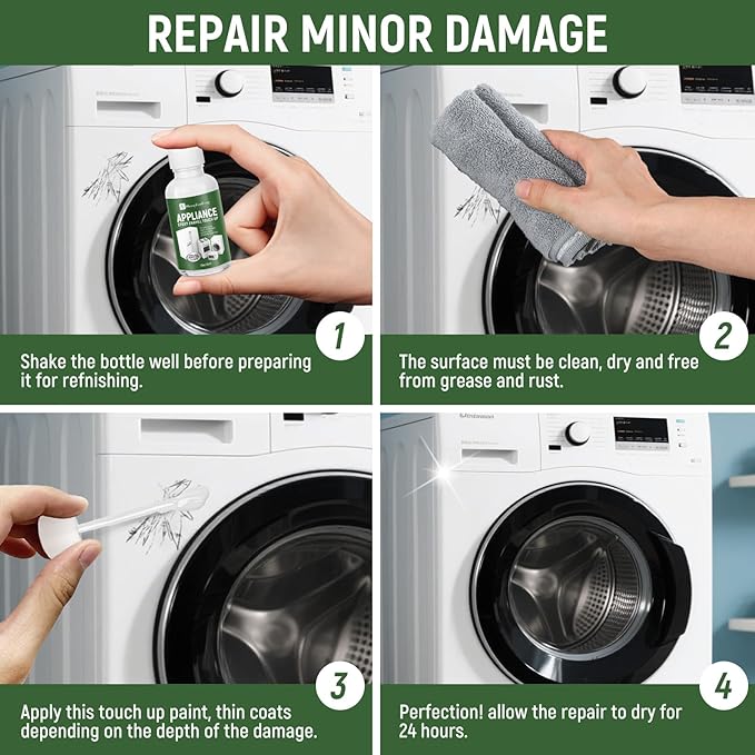 White Touch Up Paint forElectrical appliancesl, metal, wood, floor, appliance maintenance, refrigerator, dishwasher, dryer, washing machine, household appliances high-gloss paint repaint 1.5 Fl Oz