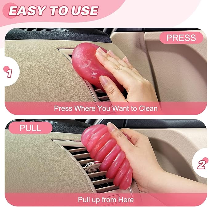 PULIDIKI Car Cleaning Gel for Car Cleaning Putty Car Putty Auto Detailing Tools Car Slime Cleaner Dust Cleaning Gel for Car Cleaning Supplies Car Essentials Car Gifts Car Accessories for Women Pink