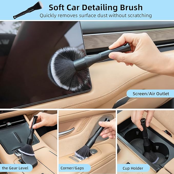 TICARVE Car Interior Detailing Cleaning Kit-10Pcs Car Screen Cleaner,Clean Gel, Detailing Brush, Cleaning Tools for Car, Keyboard and Interior Cleaning
