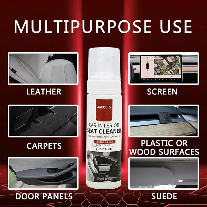 Seat Cleaner for Tesla Interior & Leather Seat Maintainer Accessories for Model Y 3 S X Door Dashboard Console Cleaning Kit