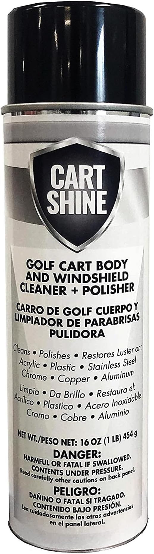 Club Clean Cart Shine, Golf Cart Body Windshield Cleaner Plus Polisher - Hard Water Shield, Removes Hard Water Stains - Battery Acid Shield, Grease Spray, Lubricates & Rust Proofs - Trim & Tire Shield