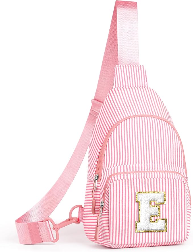 YOOLIFE Personalized Gifts For Teenage Girls Initial Sling Bag Gift for Women Teen Girls Birthday Gift for 11 12 13 14 15 16 Years Old Teen Girl Gifts Trendy Stuff Crossbody Fanny Bag Pack Bean Pink E