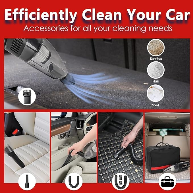 GASLIKE 63PCS Car Wash Cleaning Kit,Car Wash Brush with Long Handle,Car Detailing Kit with Foam Gun,Car Cleaning Supplies,Handheld Vacuum, Car Detailing Kit (63PCS)