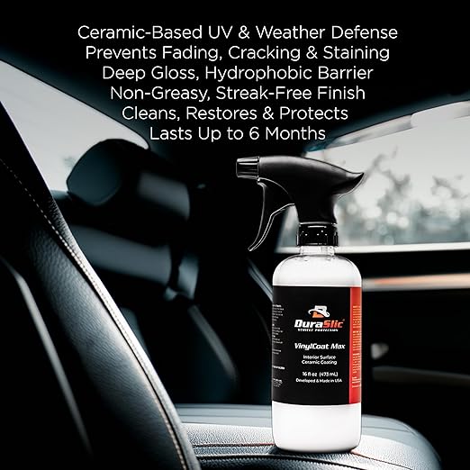 VinylCoat Max 16oz – Ceramic Vinyl & Plastic Coating for Car Interiors, Hydrophobic UV Protection, High Gloss Shine, Long-Lasting Finish, Easy Application, Made in USA