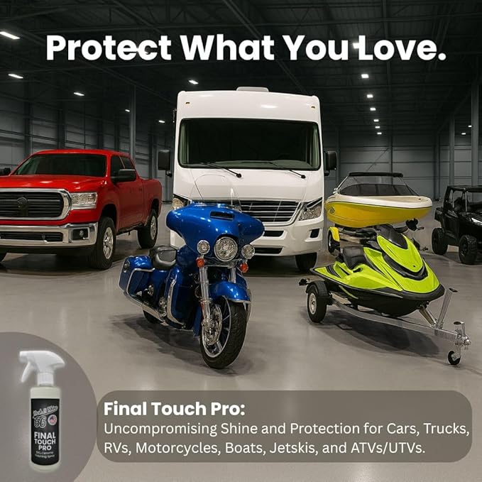 Shinykings Wash&Shine 66 Waterless Bike Wash and Ceramic Spray Clean Shine and Coat Combo 32 oz motorcycle cleaner + 16 oz Finaltouch Pro Ceramic Spray + 3 premium towels