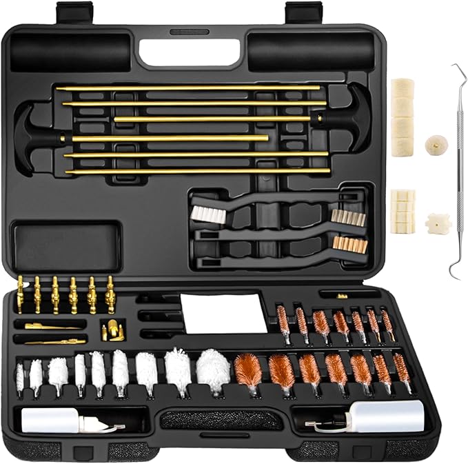 BESTNULE Upgrade Brass Universal Gun Cleaning Kit for Rifles, Pistols,Handguns, Shotguns, Gun Cleaning Kits for All Guns, Gun Cleaning Supplies with Brass Rods and Portable Case
