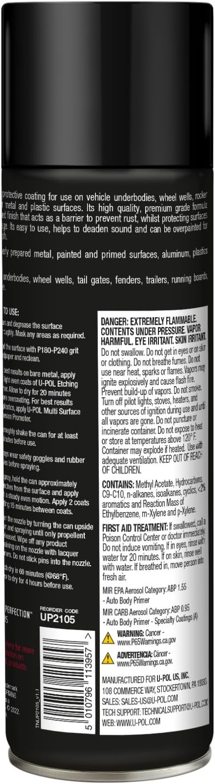 U-POL Undercoating Spray, Vehicle Protection Spray with Textured Finish & Anti-Rust Technology, Black, 15 oz