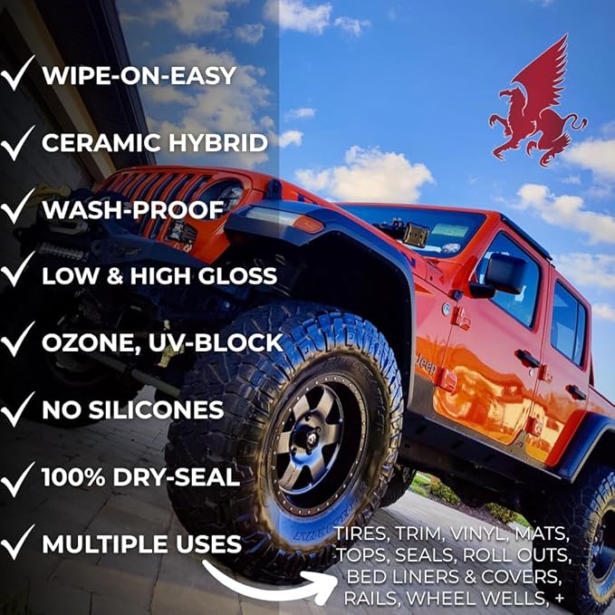 RENEW PROTECT - Blak, Semipermanent Rich Black Tire & Trim Treatment, Mid to High Shine, Floor Mat- RV- Golf Cart, Motorcycle-Safe, Acrylic Ceramic-Hybrid Protectant, Wash-Proof, 5 min Dry-Seal 8oz