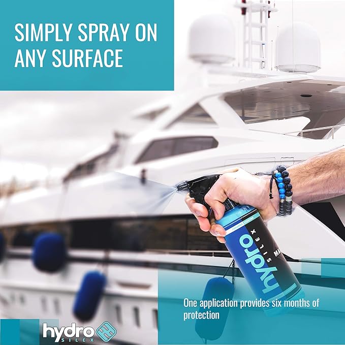 HydroSilex Marine Ceramic Spray Coating - Protective Spray Sealant with SIO2 for Boats, Yachts & Personal Watercraft - DIY UV Protectant Hydrophobic Boat Coating Provides 6 Months of Protection