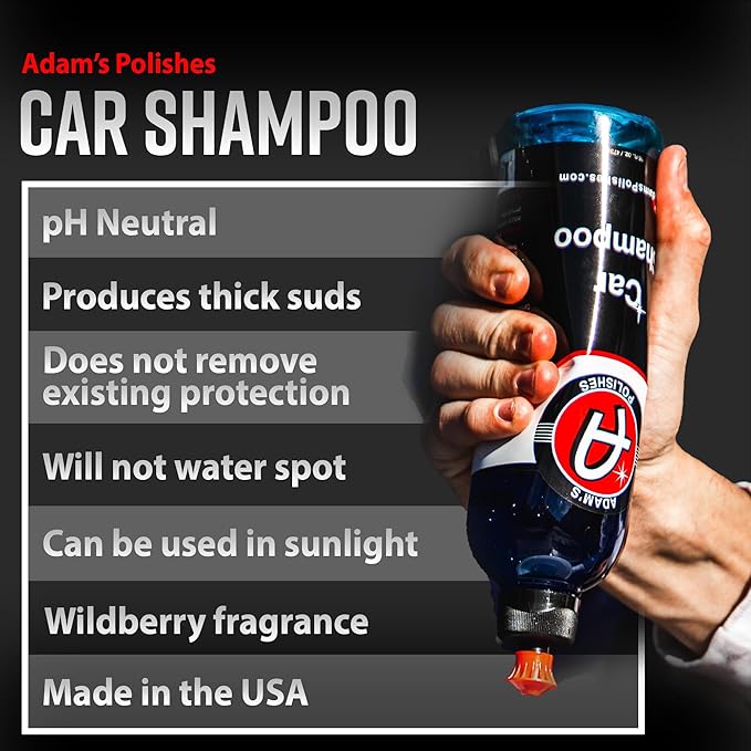 Adam's Polishes Car Wash Shampoo (Gallon) - pH Best Car Wash Soap For Snow Foam Cannon or Gun For Pressure Washer & 5 Gallon Bucket, Powerful Safe Spot Free Cleaning Liquid Auto Detergent