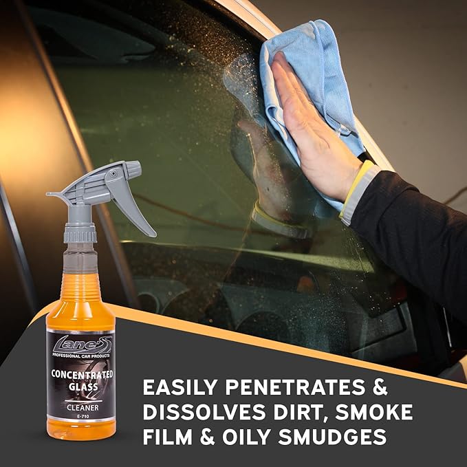 LANE'S Concentrated Auto Glass Cleaner | Tint-Safe Car Windshield, Window Cleaner | Removes Automotive Smoke Film, Fingerprints, & Smudges | Streak-Free, Safe for All Glasses | 32oz, 2 Pack