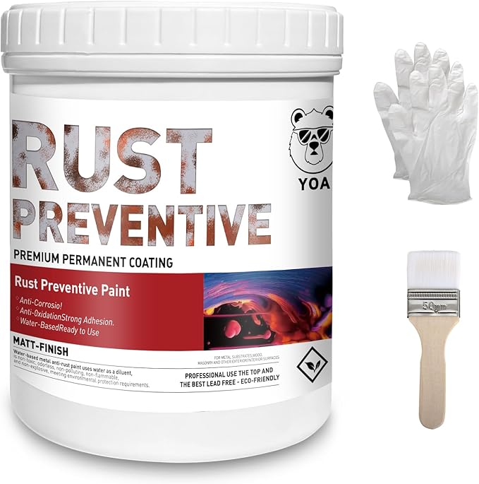YOA Metal Paint, Water-Based Rust-Proof Paint, 16 fl oz, Metal Primer and Protective Coating, Rust-Proof Coating, Permanently Prevents Rusts (Matte Silver)