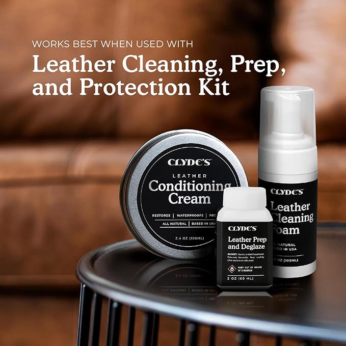 Clyde's™ Leather Preparer and Deglazer | Best for Non Absorbent Leather Surfaces | Remove Factory Finishes from Furniture, Auto Interior, Tack, and Shoes | to Be Used Before Leather Recoloring Balm