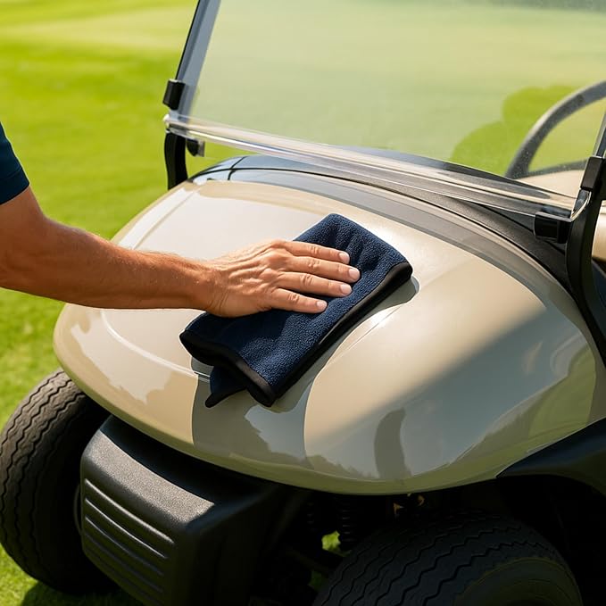 4 Pcs Golf Cart Cleaner Kit, Golf Cart Body Windshield Polish Cleaner with Cleaning Brush Towels, Removes Hard Water Stains, Battery Acid, Grease, Lubricates & Rust Proofs