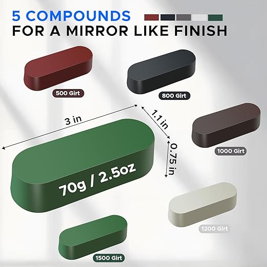 13PCS 8" Airway Buffing Wheel Kit,16-Layer S-Shape Aluminum Metal Polishing Wheel, 5/8" Arbor, 5 Compounds & 4 Detail Wheels for Semi Truck Wheels, Fuel Tanks, Bumpers, Steps & Diamond Plates