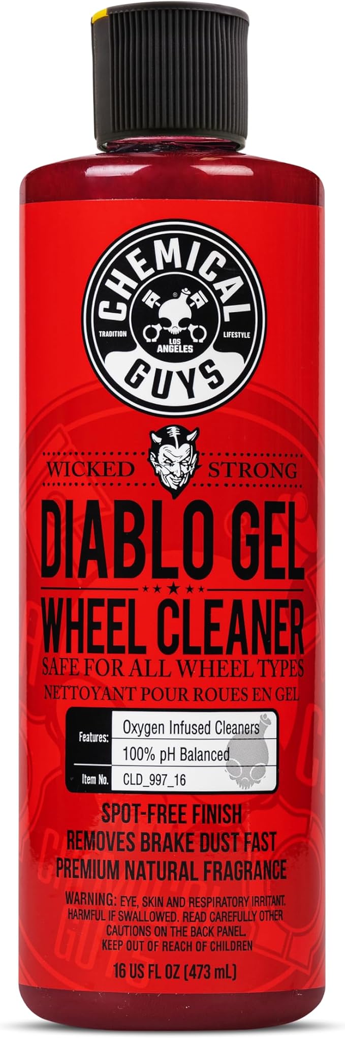 Chemical Guys Diablo Gel Oxygen Infused Foam Wheel & Rim Cleaner, Concentrated Car Wheel Cleaner Safe on All Finishes, Removes Brake Dust, Dirt, Grime, for Cars, Trucks, SUVs, Motorcycles & RVs, 16 oz
