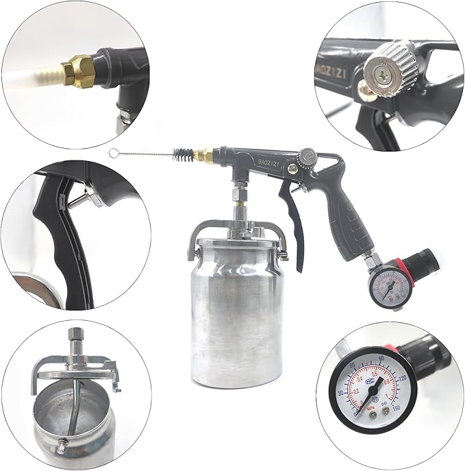 Undercoating Spray Gun with 33.82oz Aluminum Cup, 360° Spray Hose Woolwax Fluid Film Undercoating for Truck Bed Liner Powder Coating Spray Gun kit, Rubberized Undercoat, Car Rust Proofing