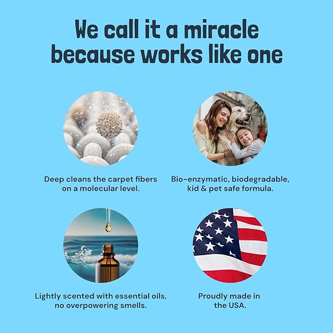 Sunny & Honey Carpet Cleaner Solution - 128 Fl Oz, Fresh Summer Scent - Deep Stain Remover & Surface Deodorizer - Pet & Rug Cleaner - Upholstery Cleaning for Machine Use