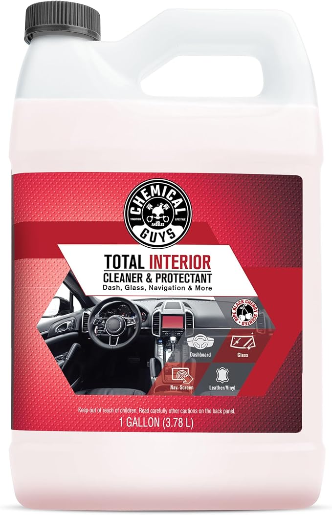 Chemical Guys Total Interior Cleaner & Protectant 128 oz Black Cherry Scent All-in-One Interior Cleaner for Leather, Vinyl, Plastic, Glass, Carpet & More Residue-Free Finish