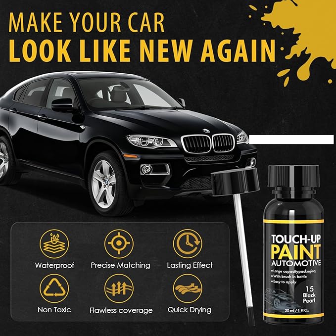 Car Scratch Remover, 30ml Black Pearl Car Paint Touch Up for Deep Scratches, Quick Drying, Easy to Use, Includes Body Putty & Sandpaper for Professional DIY Finish