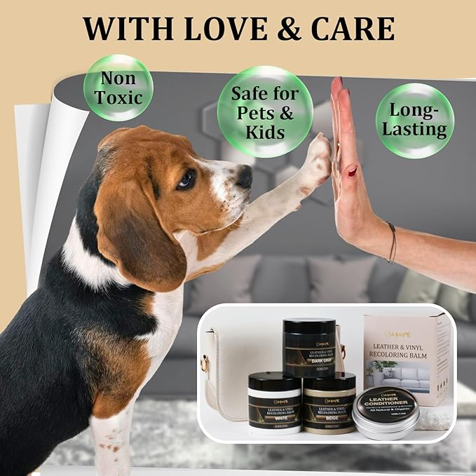 8.8oz Leather Recoloring Balm with 100ml Mink Oil,Light Brown Leather Repair Kit for Furniture,Leather Repair Cream,Leather Scratch Repair for Car Interior,Leather Conditioner for Couch