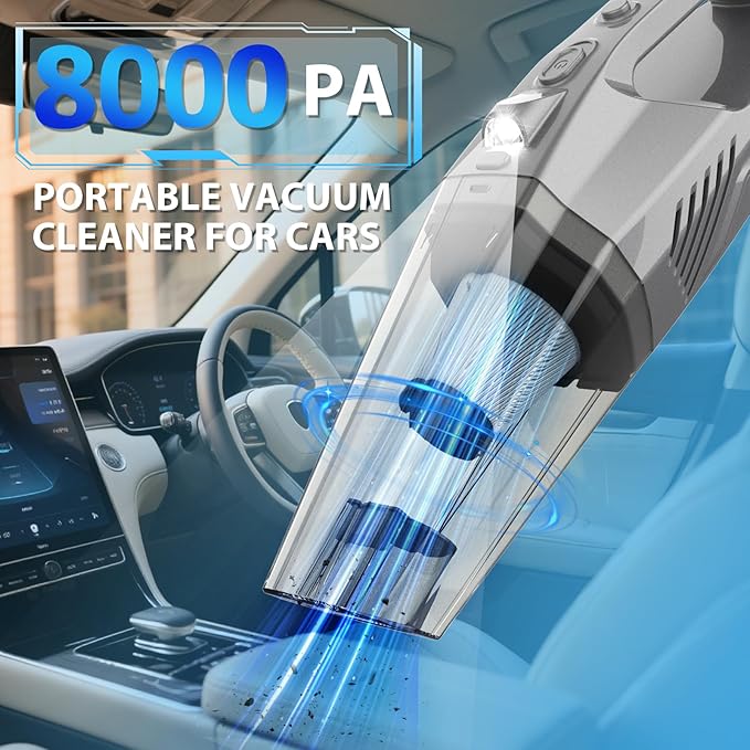 THINKWORK Microfiber Duster for Cleaning Car Cleaning Kit, Car Interior Detailing Kit with High Power Handheld Vacuum Cordless, Ceiling & Fan Duster for Home Cleaning