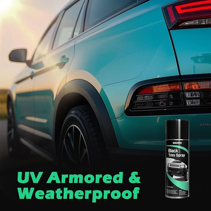 NADAMOO Automotive Black Trim Spray Paint, 4 Cans, Instantly Revives Color for Car Plastic Vinyl Rubber, Vehicle Exterior and Interior Plastic and Trim Restorer Aerosol Paint Can, Satin Finish
