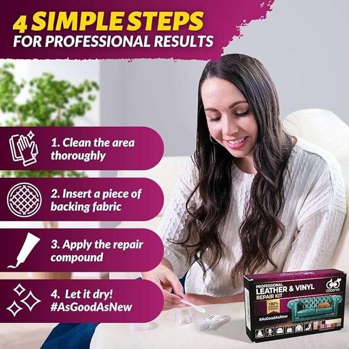 COCONIX Leather Care PRO Professional Black Leather & Vinyl Repair Kit