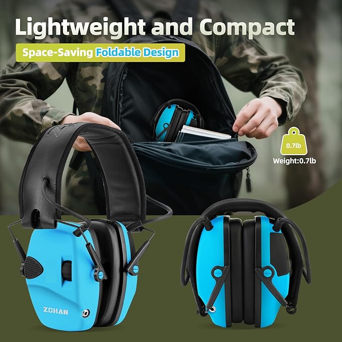ZOHAN EM054 Electronic Shooting Ear Protection with 4X Sound Amplification 2 Pack,Slim Active Noise Reduction Earmuffs for Gun Range