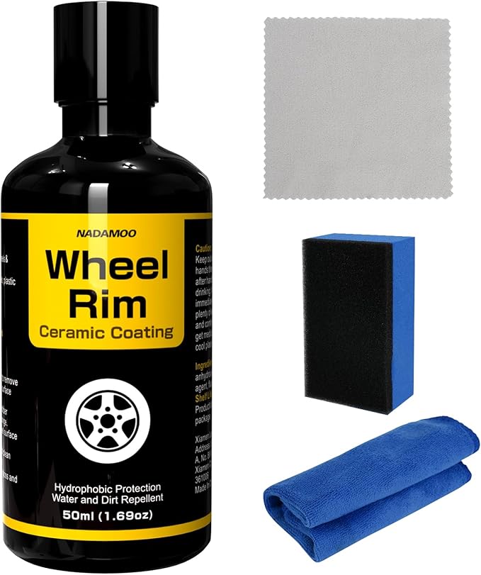 NADAMOO Wheel Rim Ceramic Coating 50ml，Hydrophobic Protection Gloss Finish Water and Dirt Repellent for Car Wheel - Self Cleaning - Repels Brake Dust - Deeper Shine