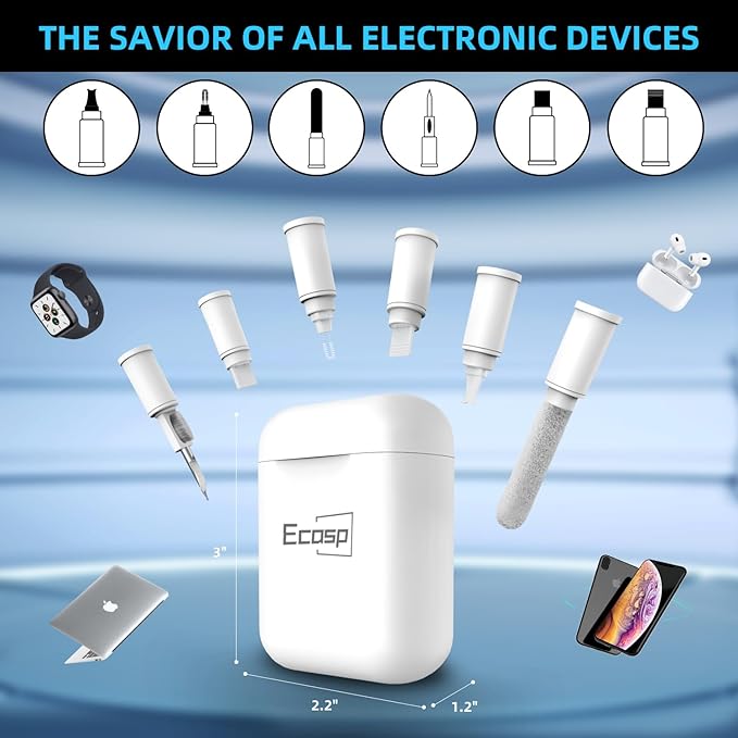 Phone Cleaning Kit,Multitool AirPod Cleaner Kit,Cell Phone Cleaning Repair and Recovery Phone (TypeC) Charging Port,Lightning Cables and Connectors,Easy to Store and Carry Design,White