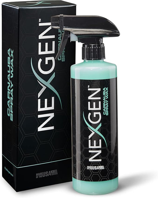 Nexgen Carnauba Spray Car Wax (8oz) - Nano-Polymers & Brazilian Carnauba for UV Defense & Wet-Look Gloss - Instant Car Detailing - Car Cleaning Supplies - Spray Wax for Cars, Trucks & More