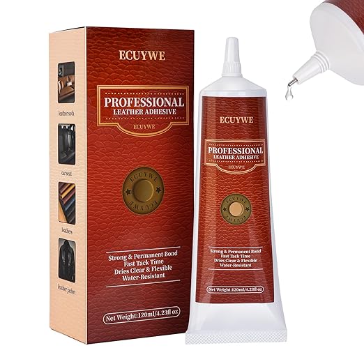 Professional Leather Glue Adhesive -2 * 120 ML Industrial Strength, Clear & Flexible Bond for Shoes, Bags, Purses, Furniture, Car Seats, Jackets (Repair Vinyl, Suede, Upholstery, Rubber)